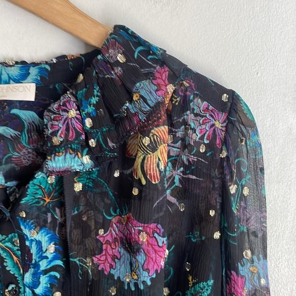 Ulla Johnson Bernadette Floral-Print Blouse Black Iris - Picture 4 of 16